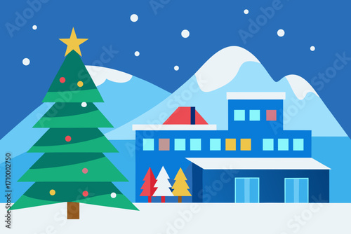 winter landscape with houses