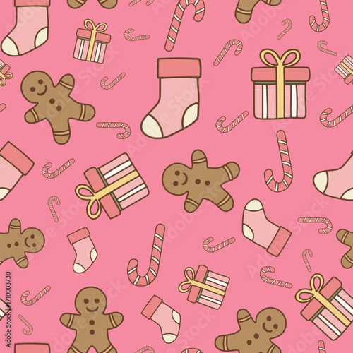 Pastel Christmas seamless tree ornament pattern