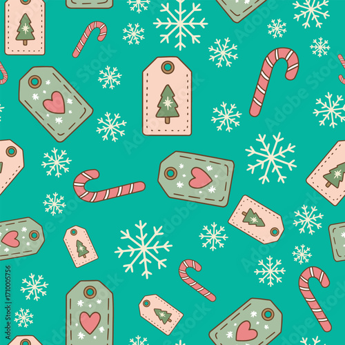 Pastel Christmas seamless tree ornament pattern