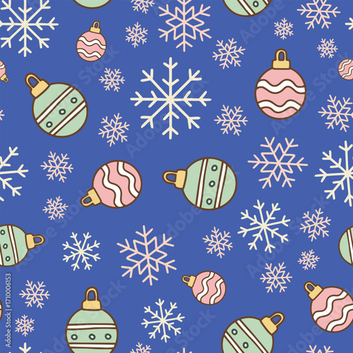 Pastel Christmas seamless tree ornament pattern