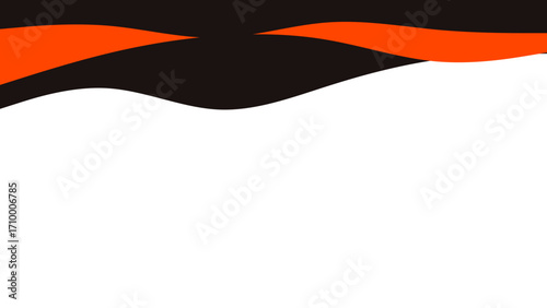 Modern graphic design featuring dynamic orange and black wavy shapes on a clean white background, ideal for corporate presentations or creative projects.