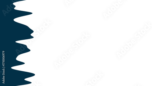 Dynamic dark blue organic wavy border on a clean white background, ideal for abstract presentations, modern design, or creative text overlays.