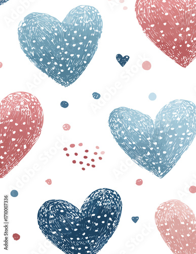 Motif sans couture de coeurs vectoriels stylisés