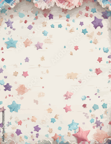Cadre vectoriel mignon et fantaisiste avec des étoiles pastel