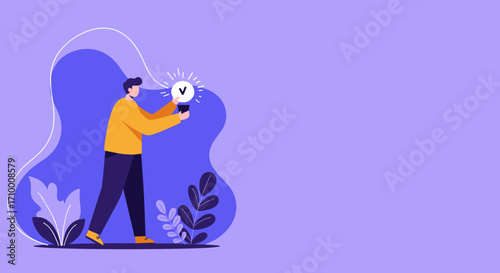 Dynamic illustration of a man engaged in a task, symbolizing progress, determination, and forward momentum in business or life.