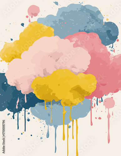 Abstrait vectoriel coloré, style aquarelle, formes organiques superposées