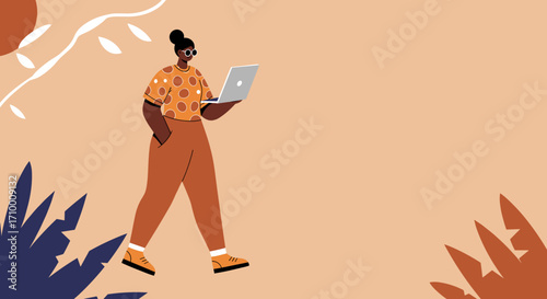 Person focused on laptop, working remotely or studying from home in a relaxed, modern setting. Ideal for productivity, online education, and digital lifestyle.
