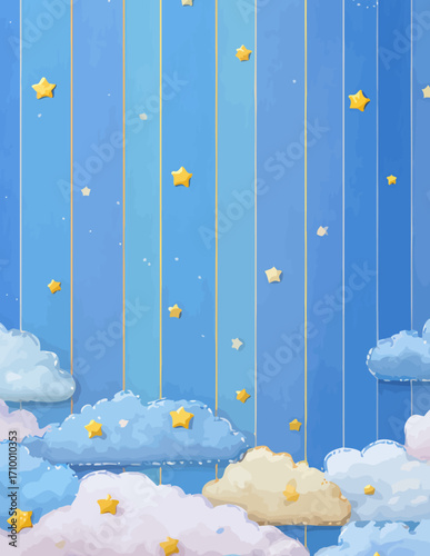 Fond vectoriel bleu clair avec des rayures et des étoiles