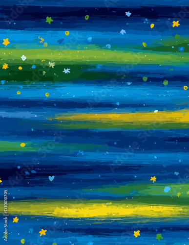 Motif vectoriel abstrait sans couture, lignes bleues et jaunes, style peinture numérique