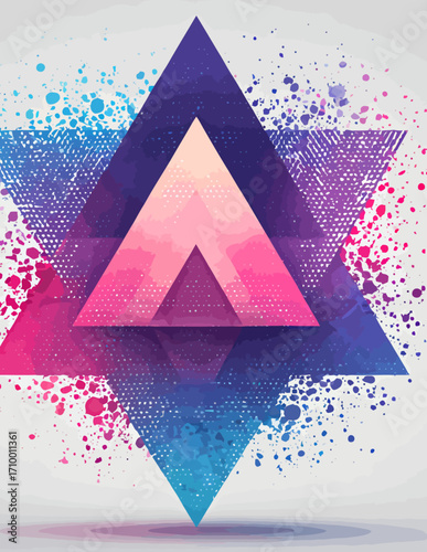 Explosion de couleurs abstraite, style vectoriel, triangles imbriqués