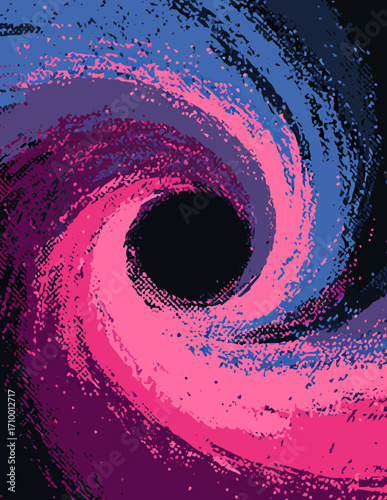Motif vectoriel abstrait tourbillonnant : nuances de rose, bleu et violet