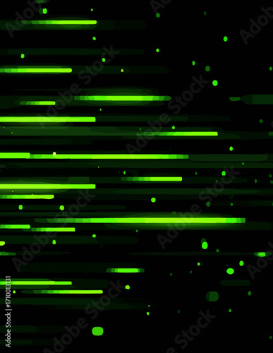 Fond abstrait vert foncé vectoriel, lignes lumineuses, style dynamique