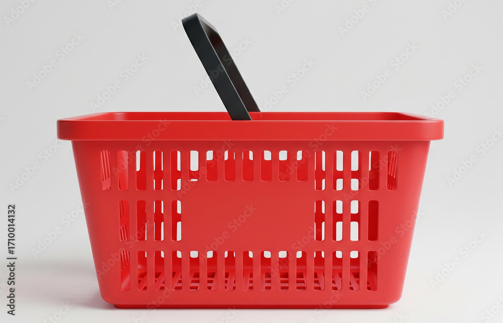 Fototapeta premium Shopping basket on white background. ECO friendly business. Sale offer or marketing poster and banner for media and web.