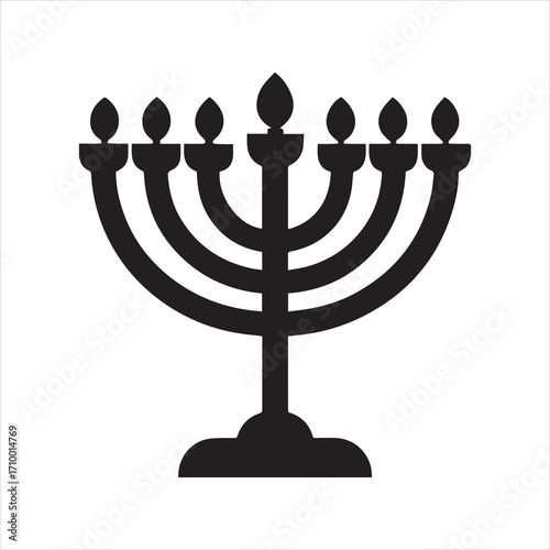 Hanukkah menorah candelabrum with candles silhouette vector