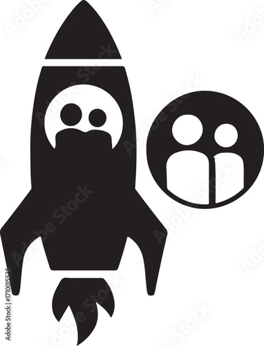 Space tourism rocket silhouette, futuristic spacecraft, adventure travel beyond Earth.