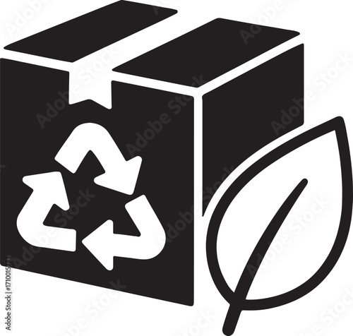 Sustainable packaging silhouette, eco-friendly box, recyclable materials, green design concept.