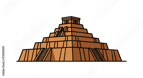 A stylized illustration of a Mesoamerican pyramid, depicting ancient architectural heritage and cultural significance for historical education and archeological study resources