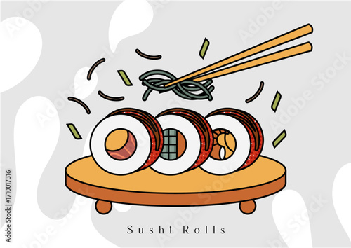 Sushi rolls asian food