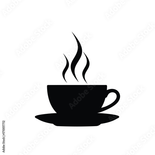 Vector art of a steaming cup of coffee, embodying warmth, comfort, and the simple pleasure of a hot beverage