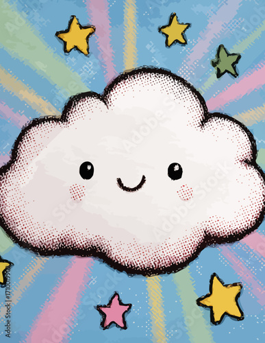 Nuvem de desenho animado fofa e vibrante
