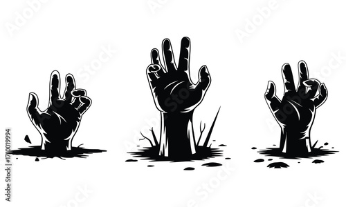 Halloween, Spooky Zombie Hands Silhouette. 