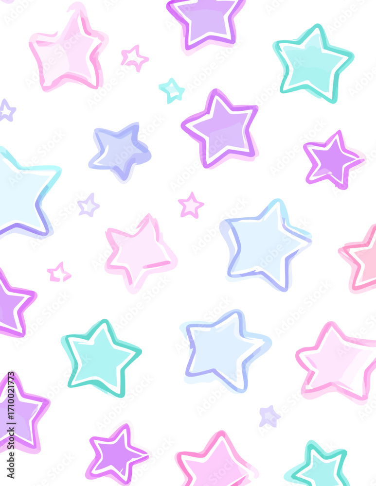 Obraz premium Padrão Sem Costura de Estrelas Pastel em Estilo Vetorial
