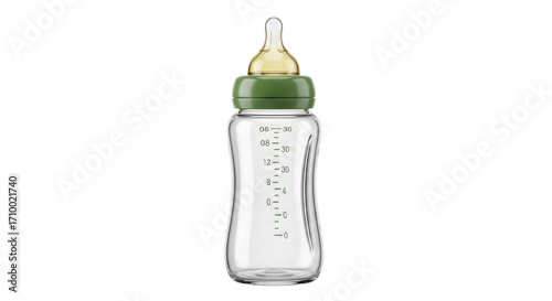 Quadro su tela Isolated baby bottle for feeding milk or formula, container has measurements for