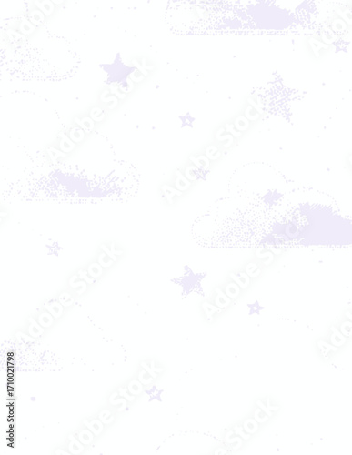 Padrão Sem Costura Vetorial: Estrelas e Nuvens Pastel