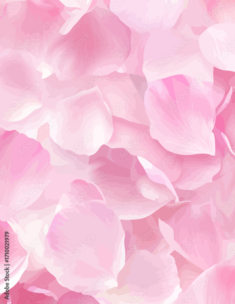 Padrão Sem Costura Vetorial de Pétalas de Flor Rosa Suave