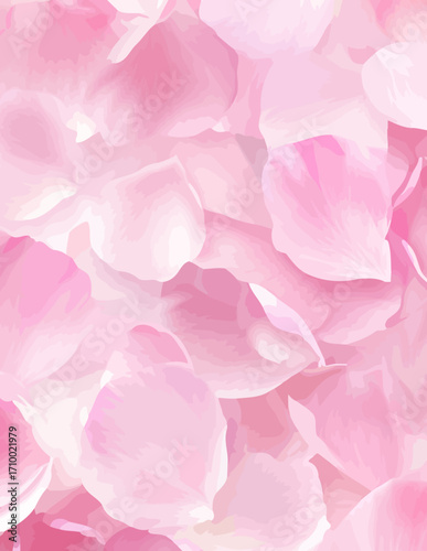 Padrão Sem Costura Vetorial de Pétalas de Flor Rosa Suave