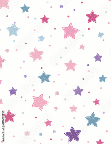 Padrão Sem Costura Vetorial de Estrelas Pastel