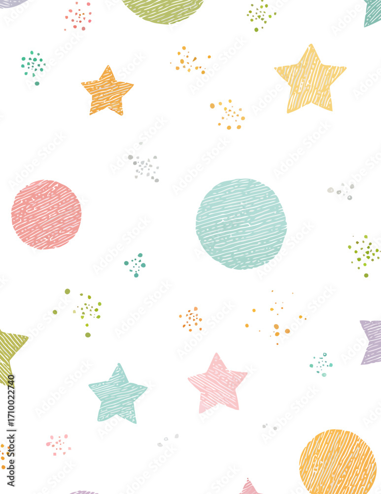 Padrão Sem Costura Vetorial Abstrato com Círculos e Espargimentos