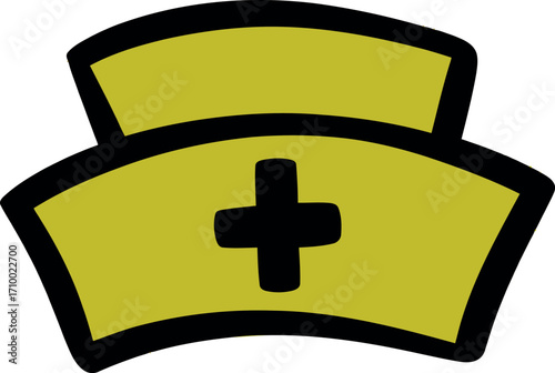 Nurse cap medical healthcare symbol yellow cross icon vector
