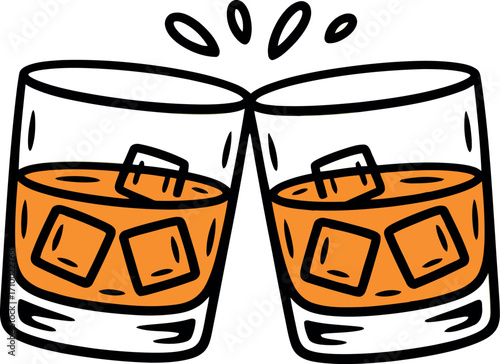 Cheers whiskey toasts celebration festive drinks vector