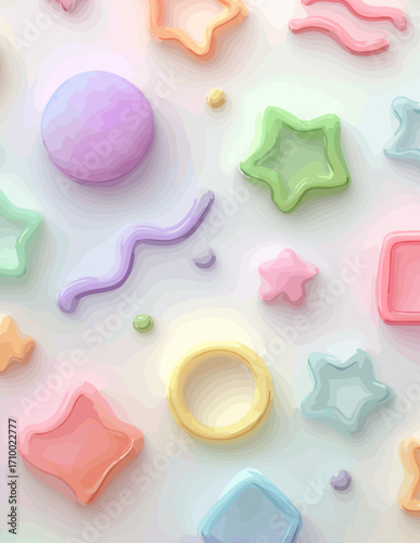 Padrão Sem Costura Vetorial com Formas Geométricas Pastel
