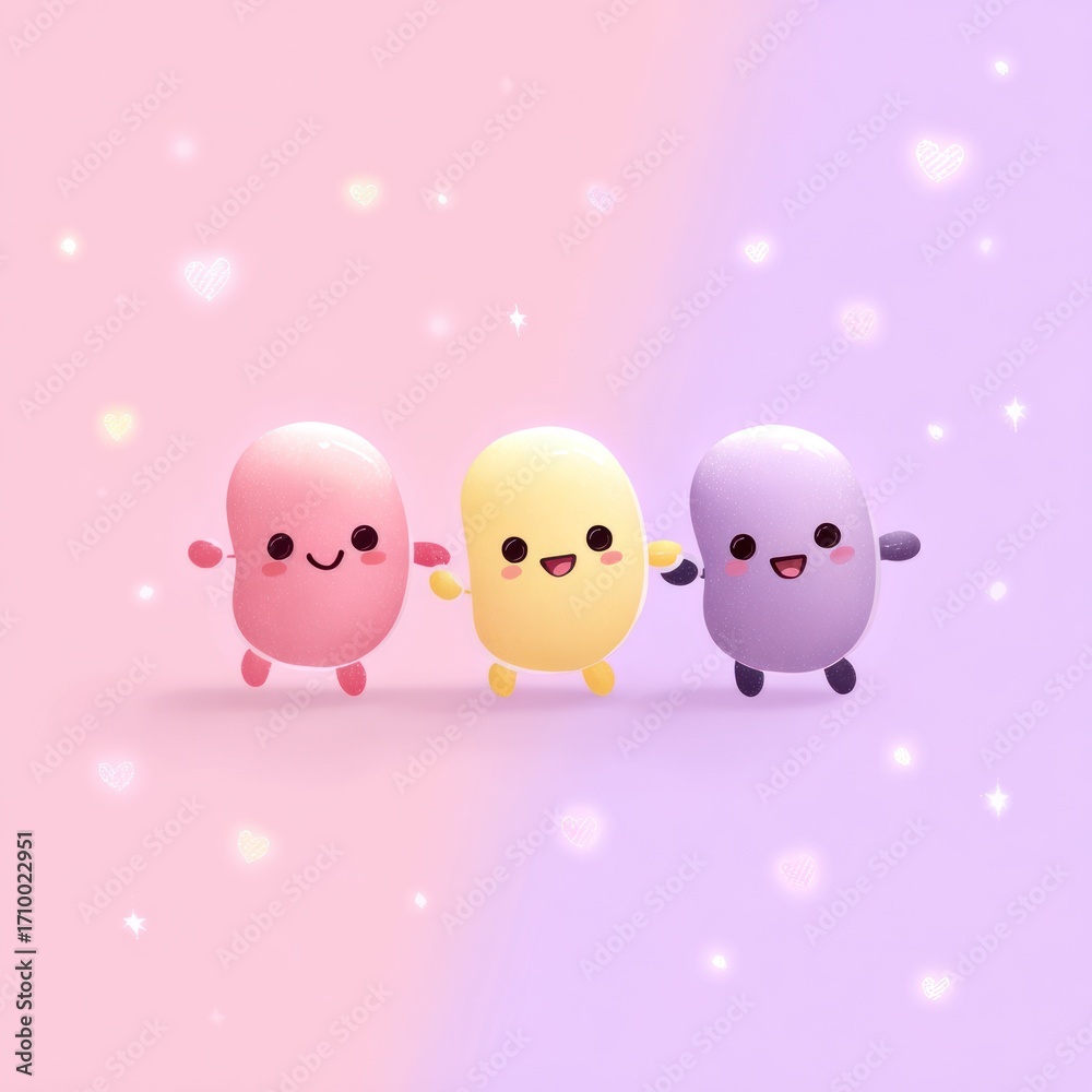 Obraz premium Cute cartoon shapes friendship