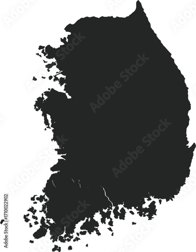 South Korea Map Black Silhouette