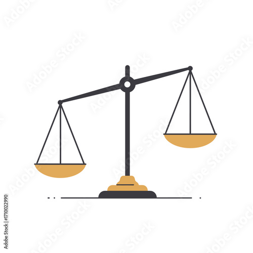 Illustration of a classic balance scale tilted to one side representing justice fairness and legal judgment