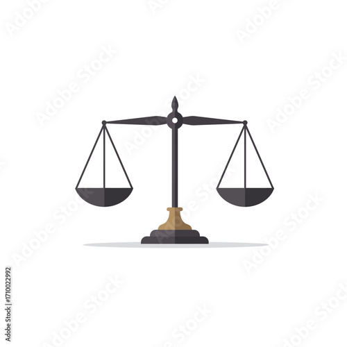 Symbol of justice and balance represented by classic scales of justice on a white background