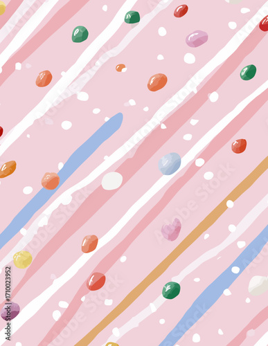Fundo Rosa com Listras Diagonais e Elementos Abstrato