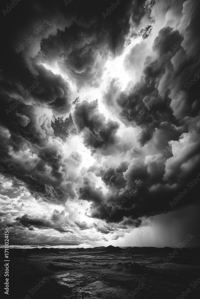 Obraz premium storm clouds over field landscape