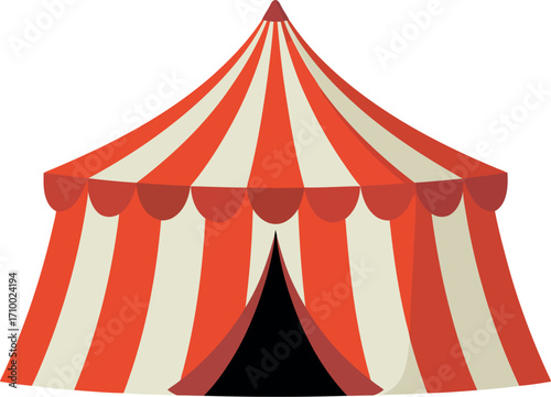 Vintage circus tent red white stripes outdoor entertainment venue vector