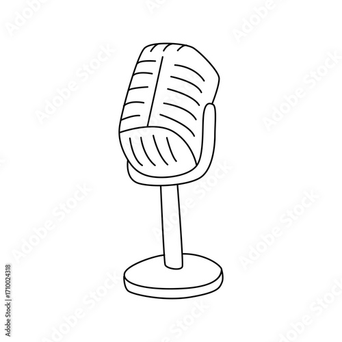 Wallpaper Mural Hand-Drawn Retro Microphone Doodle on a White Background Torontodigital.ca