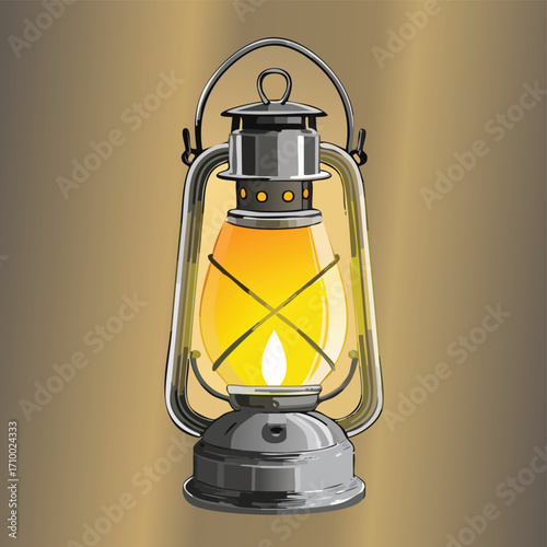 A vintage oil lantern with a warm glow, representing adventure, rustic charm, light, and old-fashioned concepts. Generative AI