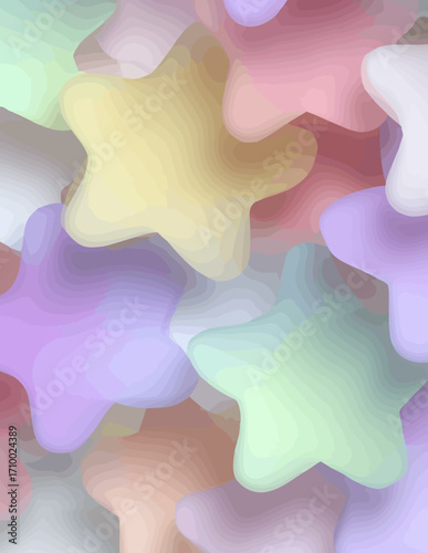 Fundo abstrato pastel com formas de estrelas sobrepostas