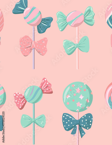 Padrão sem emenda de doces pastel em estilo vetorial