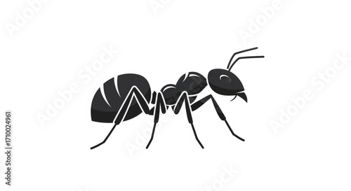 Detailed illustration of a black ant crawling, , showcasing insect anatomy and the wonders of nature