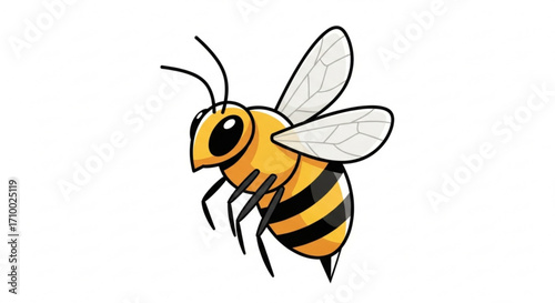 Illustration of a yellow and black bee, a symbol of pollination and honey production