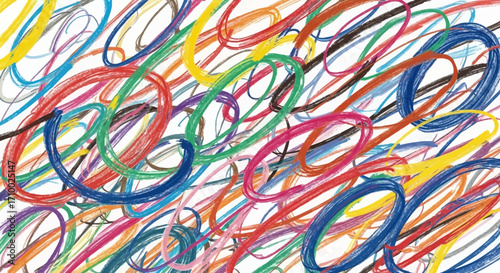 Abstract Vector Background with Scribble Circle Elements in Multicolor Style
