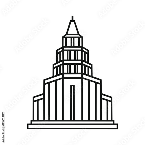 Building line art vector illustration of architectural structure with modern design.